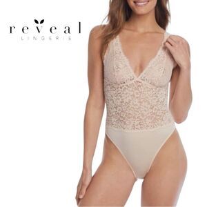 New Reveal Lingerie The Chloe Nectar Lace Wire Free Bodysuit 3X 3XL